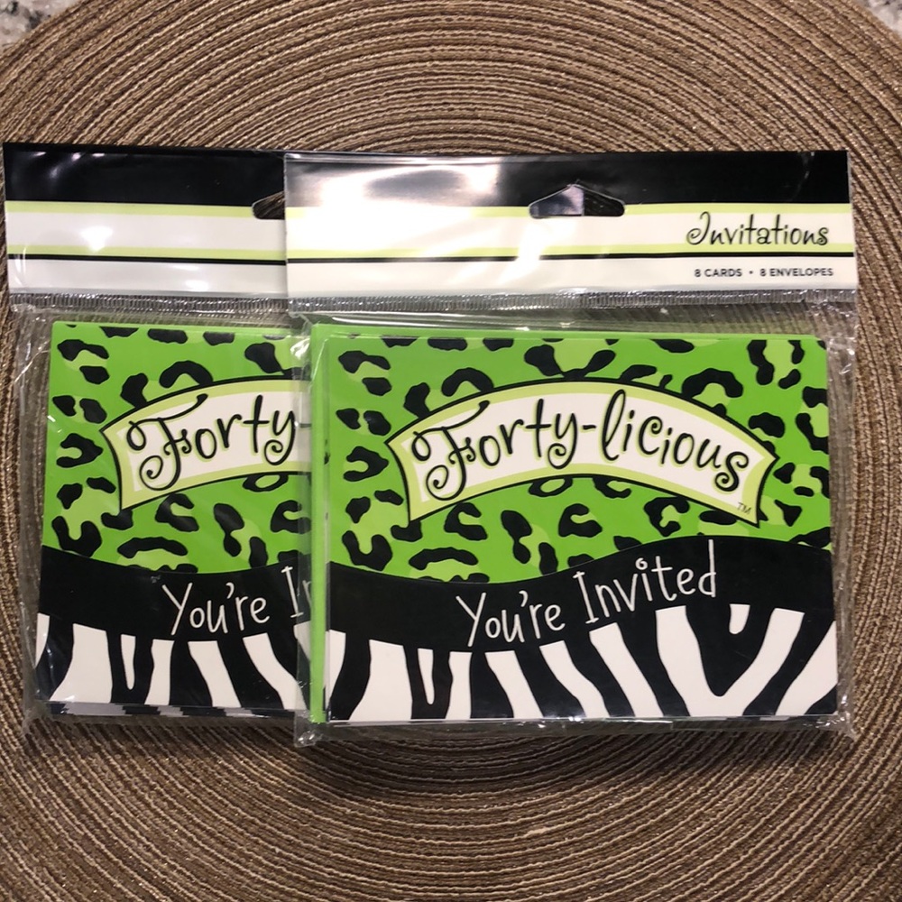 2 Pkgs Invitations Turning 40 Forty-Licious